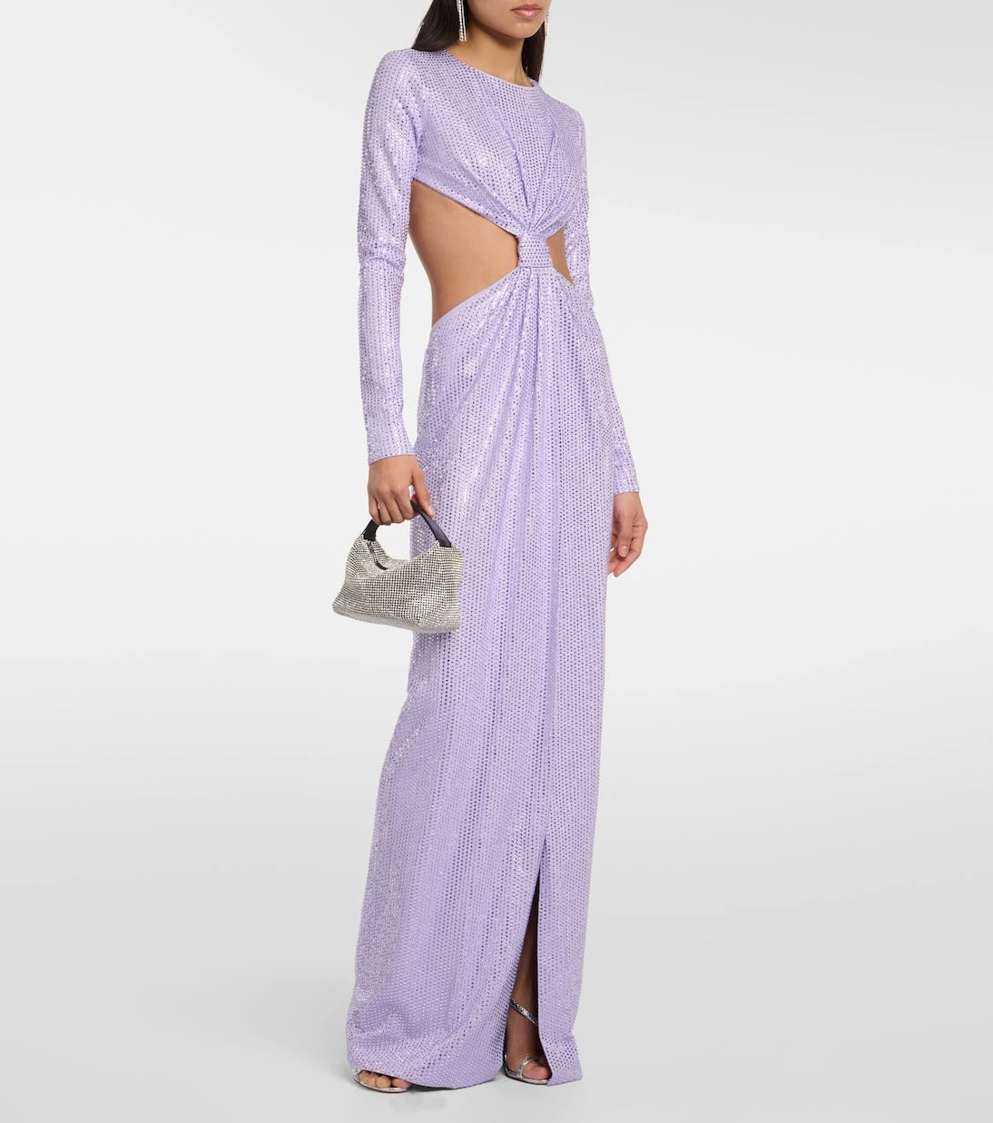 Area - Crystal-embellished cutout jersey gown