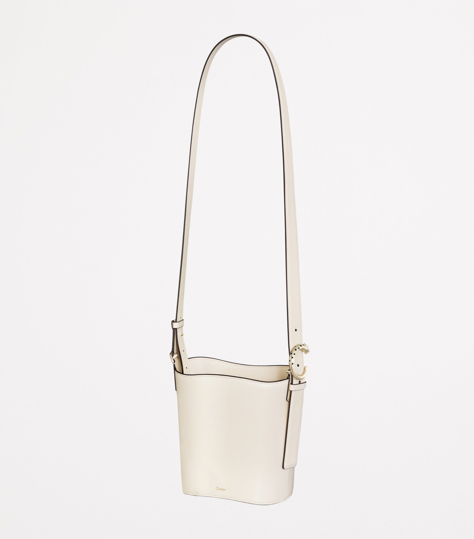 Cartier White Small Leather Panthère C de Cartier Bucket Bag