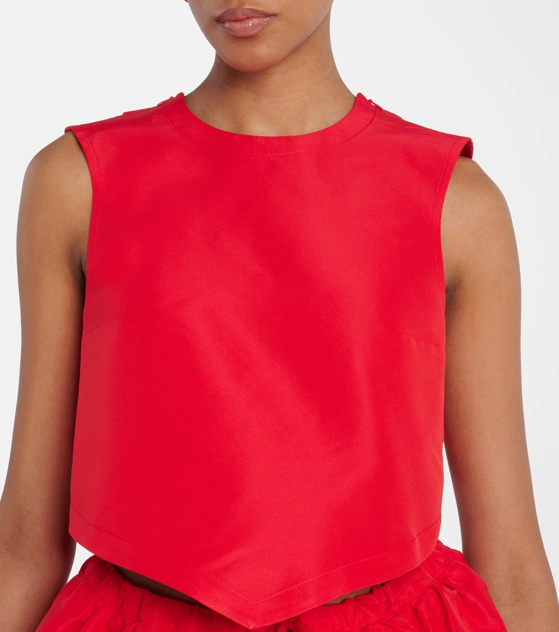 Patou - Bow-detail open-back faille crop top