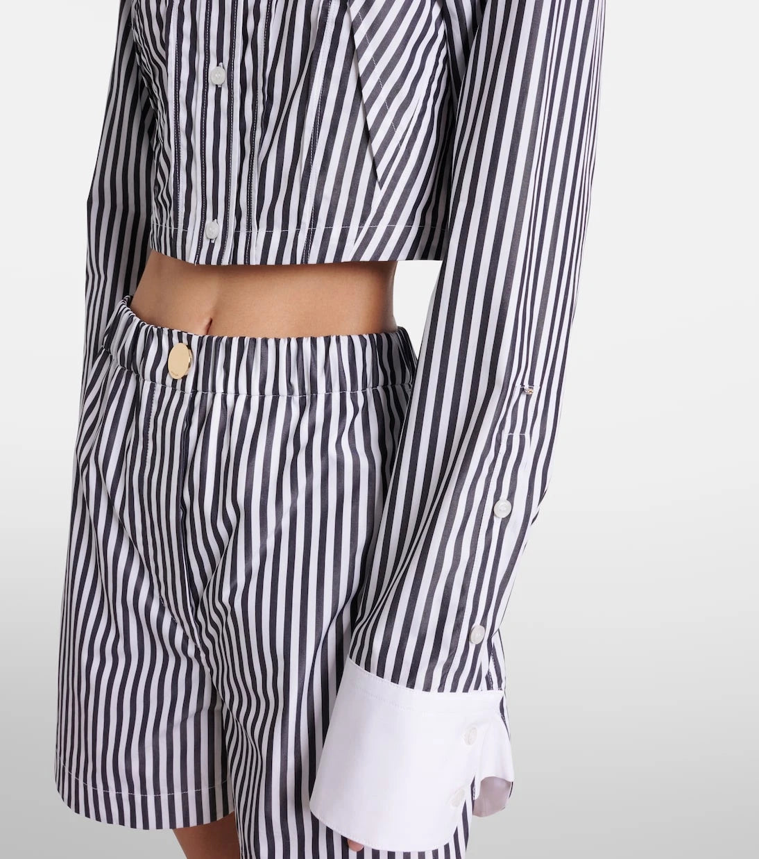 Sportmax - Cropped striped cotton poplin shirt