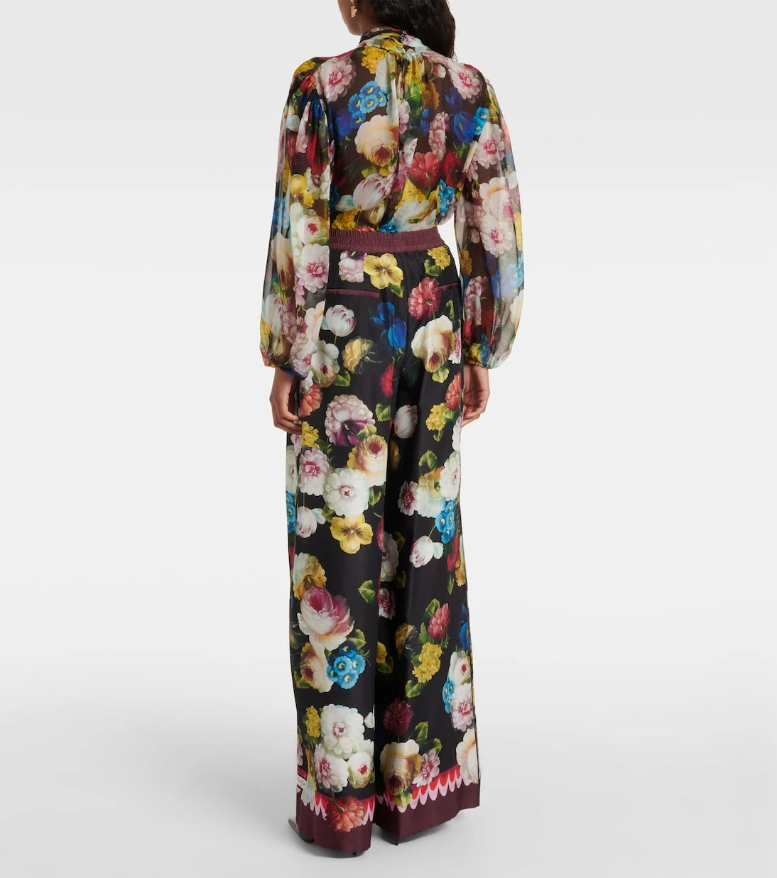 Dolce&Gabbana - Floral high-rise silk wide-leg pants