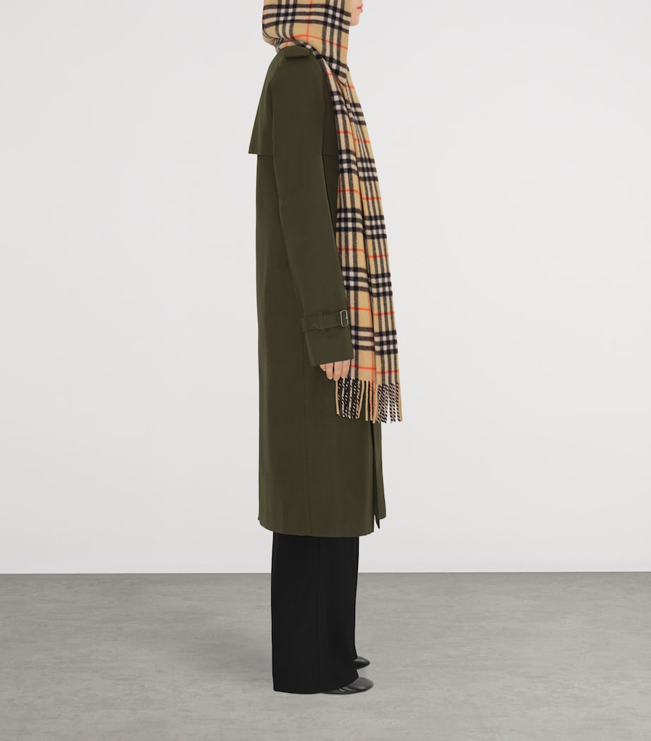 Beige Cashmere Check Hooded Scarf