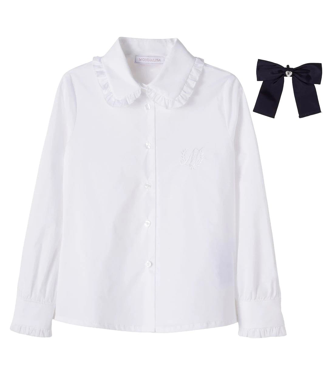 Monnalisa - Bow-detail cotton shirt