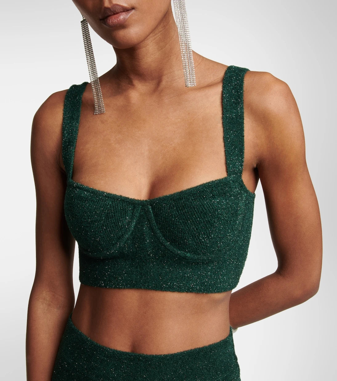Galvan - Moonlight metallic knit crop top