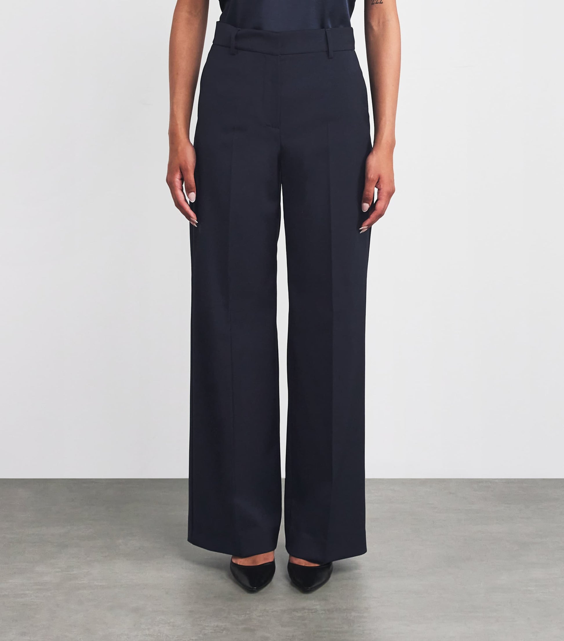 Weekend Max Mara Blue Virgin Wool Wide-Leg Trousers