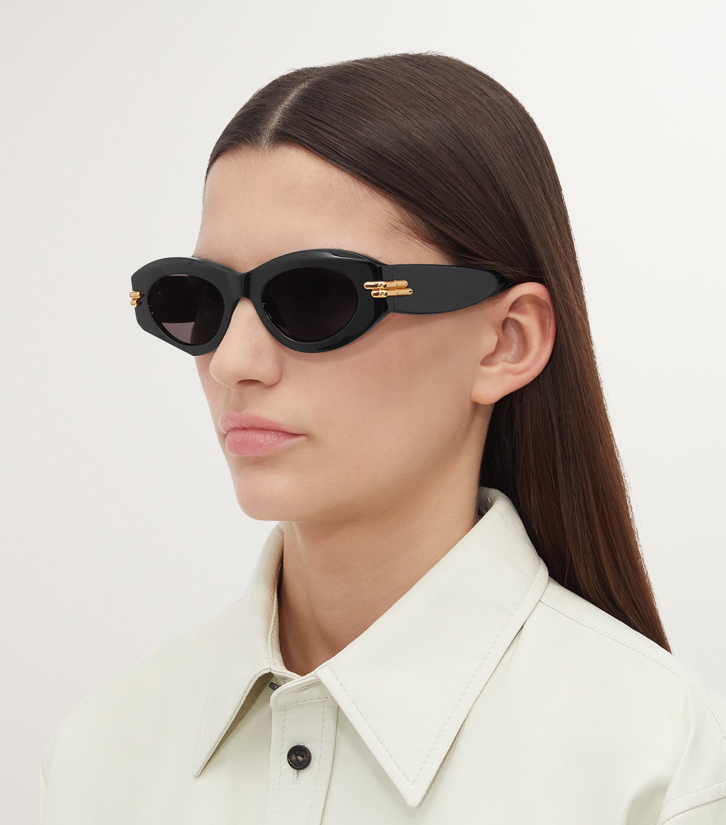 Bottega Veneta Black Oval Sunglasses
