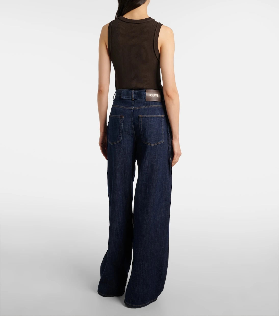 Loewe - Belted high-rise wide-leg jeans