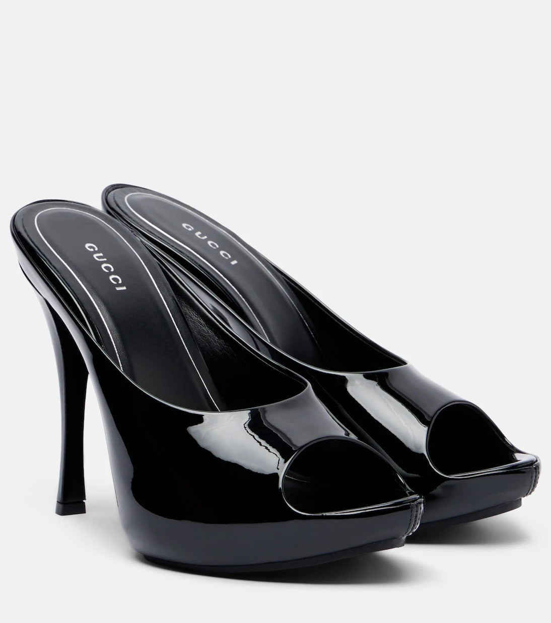 Gucci - Viv patent leather platform mules