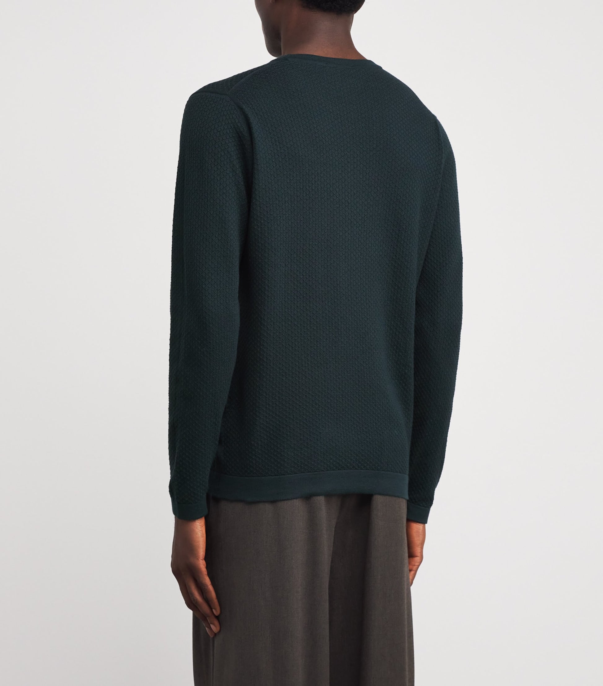 John Smedley Green Merino Wool Textured Sweater