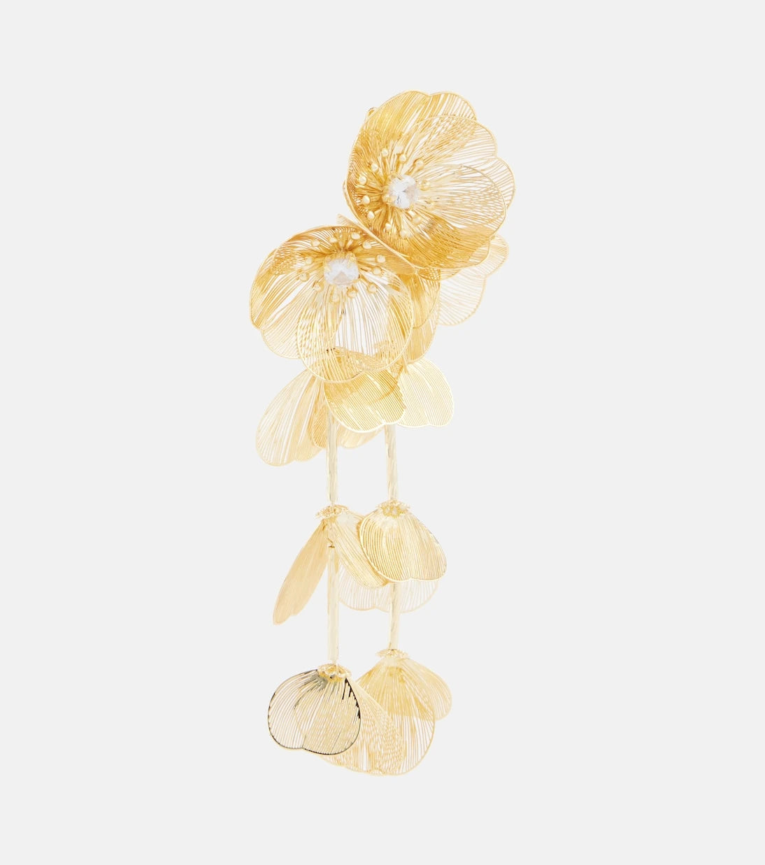 Self-Portrait - Embellished gold-plated clip-on earrings