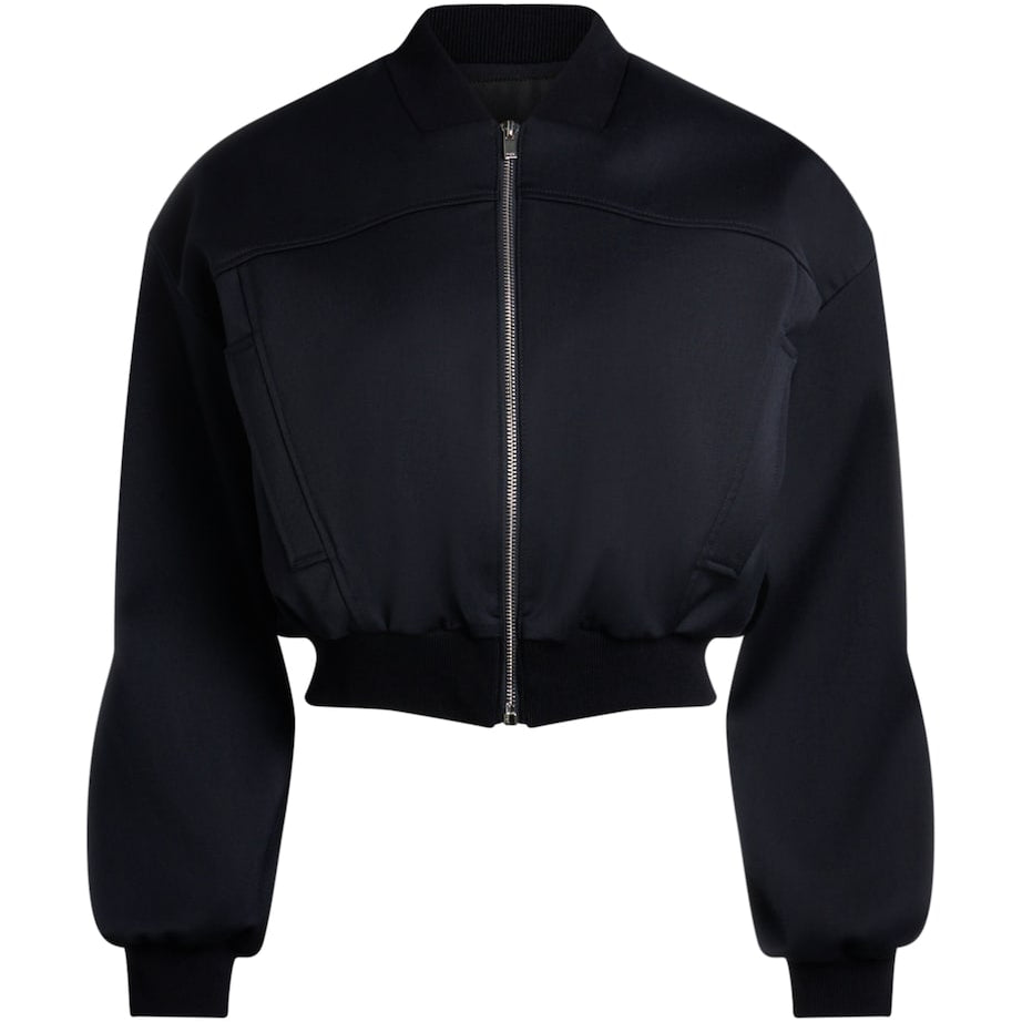 Blue Cropped Bomber Jacket