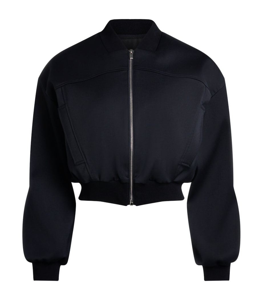 Blue Cropped Bomber Jacket