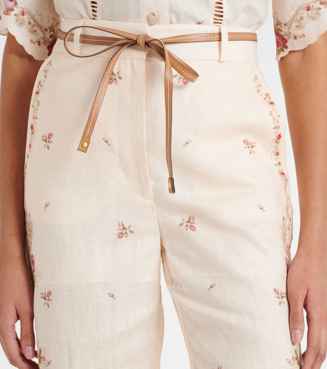 Zimmermann - بنطال Patience floral linen flares