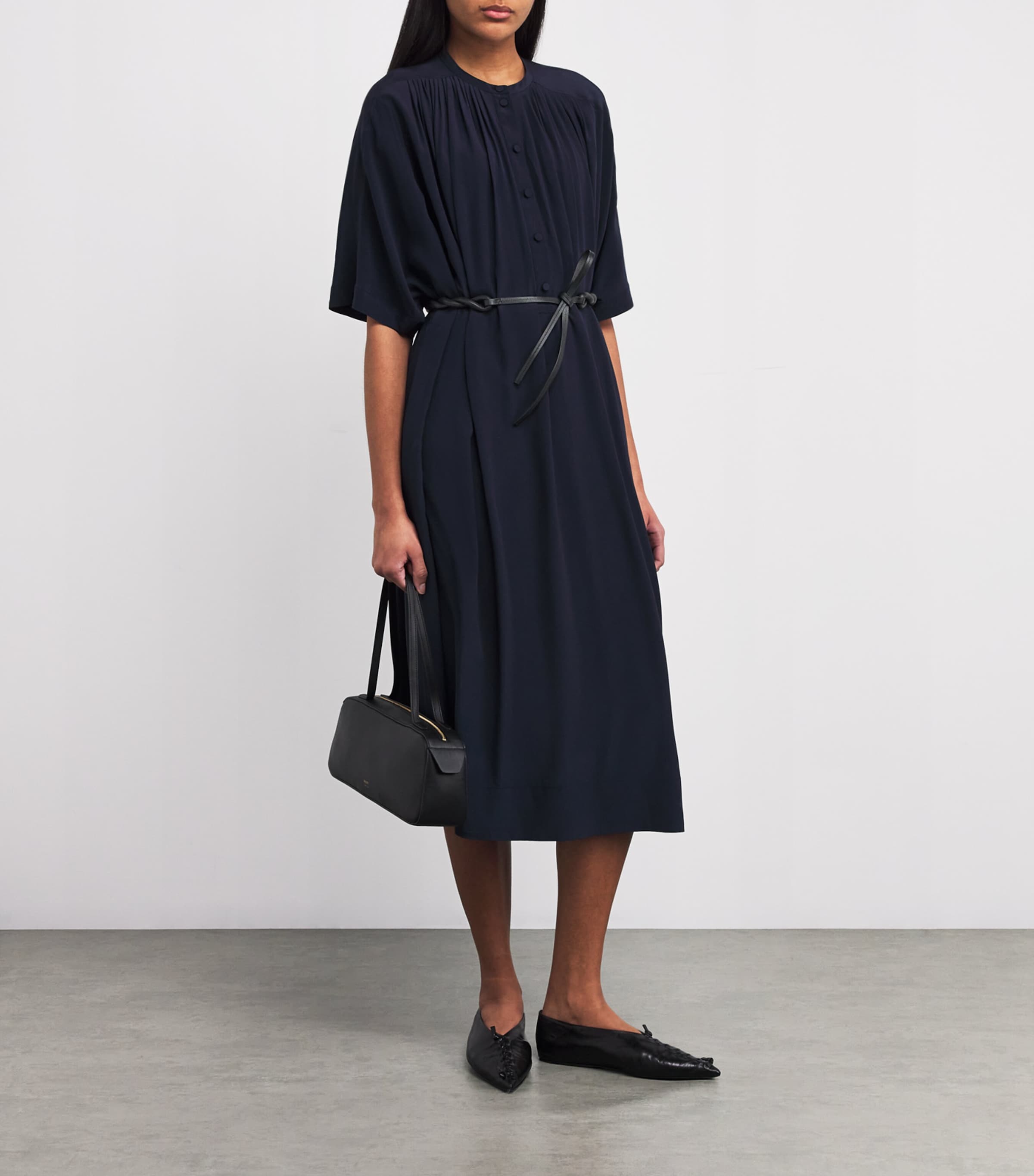 Yves Salomon Black Leather Braided Belt