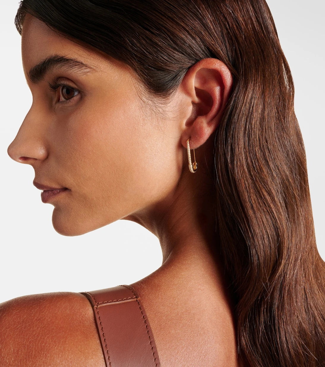 Anita Ko - Safety Pin 18kt gold single earring with diamonds