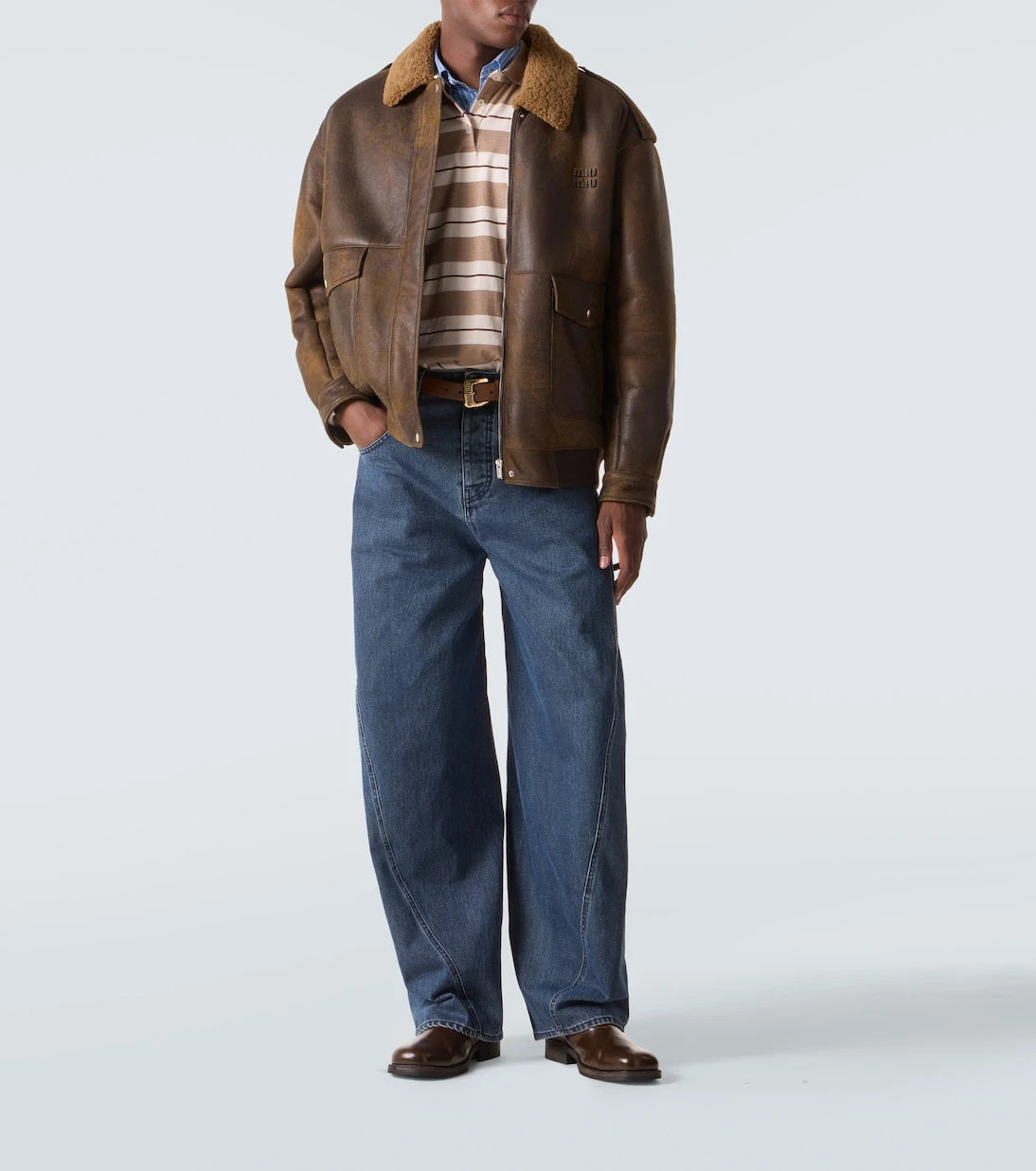 Miu Miu - Shearling-lined leather blouson jacket