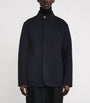 Navy Wool-Cashmere Stand-Collar Jacket