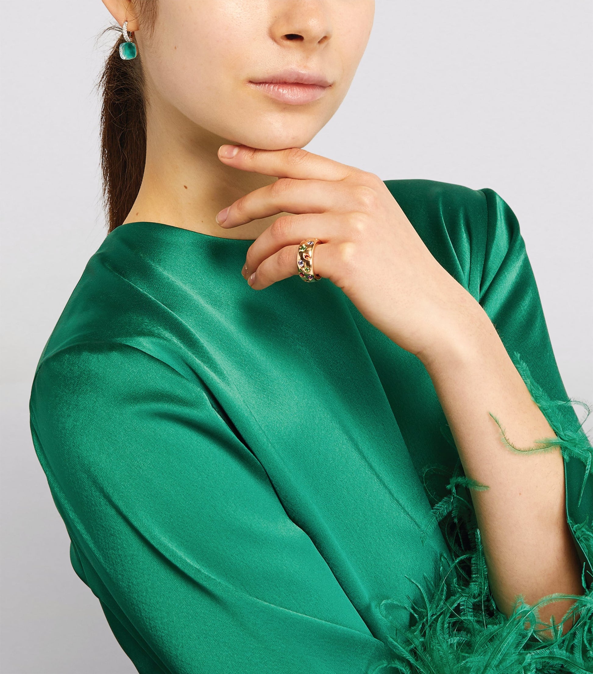 White Gold, Diamond, Blue Topaz and Agate Nudo Classic Drop Earrings