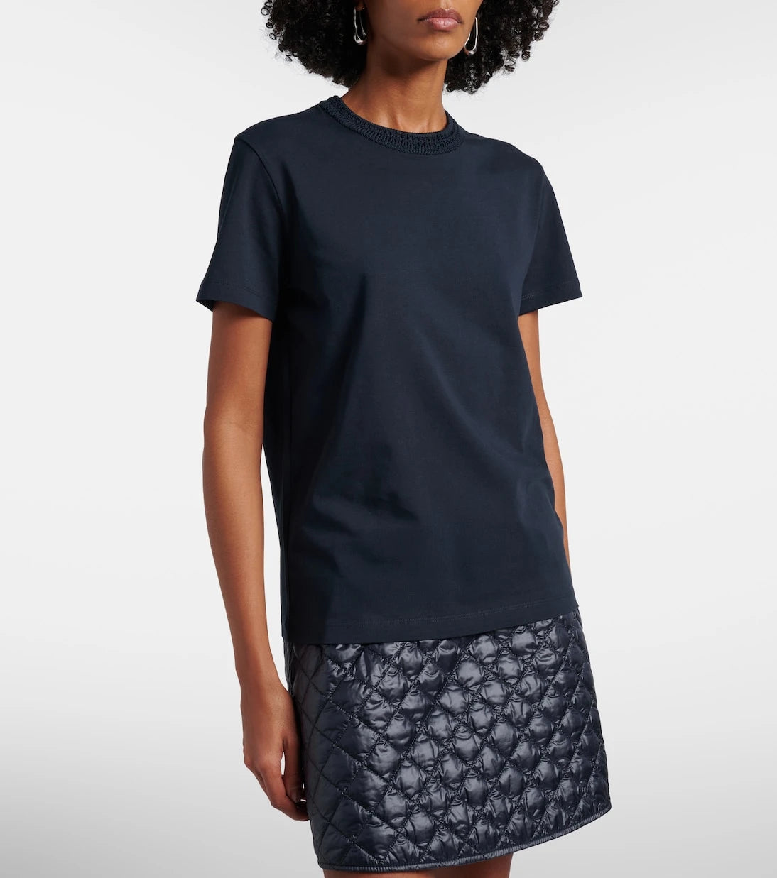 Moncler - Crochet-trimmed cotton jersey T-shirt