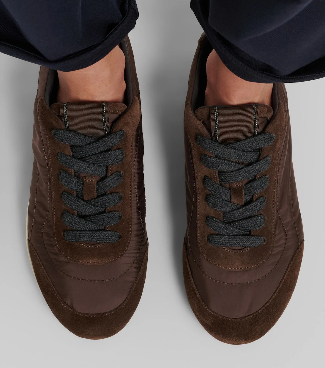 Brunello Cucinelli - Monili suede-trimmed sneakers