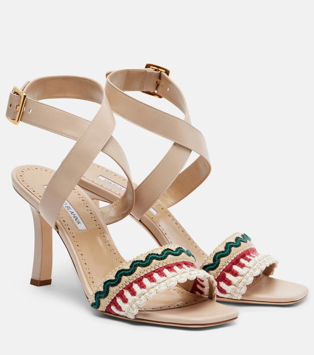 Manolo Blahnik - Mabeco 90 embroidered leather sandals