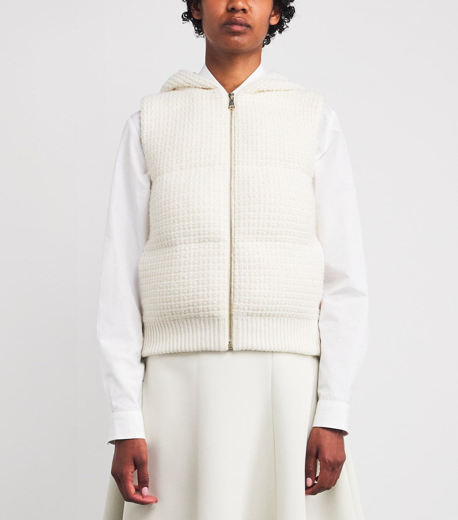 Fabiana Filippi White Wool-Silk-Cashmere-Blend Hooded Gilet
