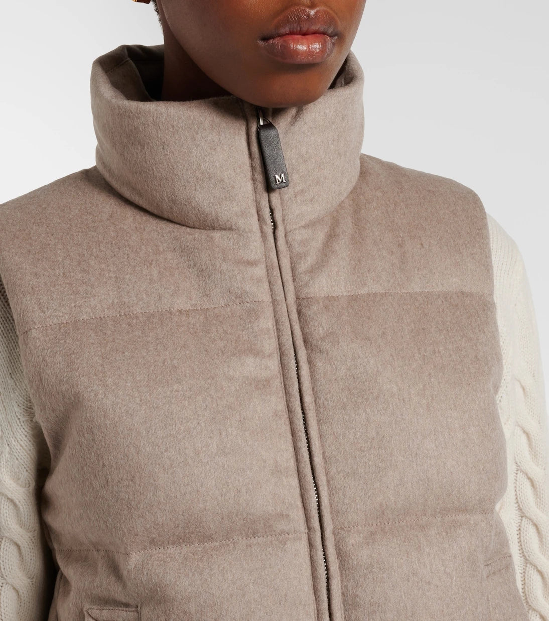 Max Mara - Kapitoneli kaşmir kaz tüyü yelek