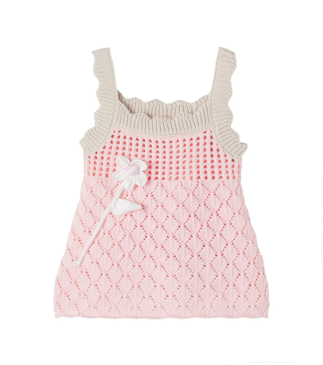 Monnalisa - Floral-appliqué pointelle cotton top