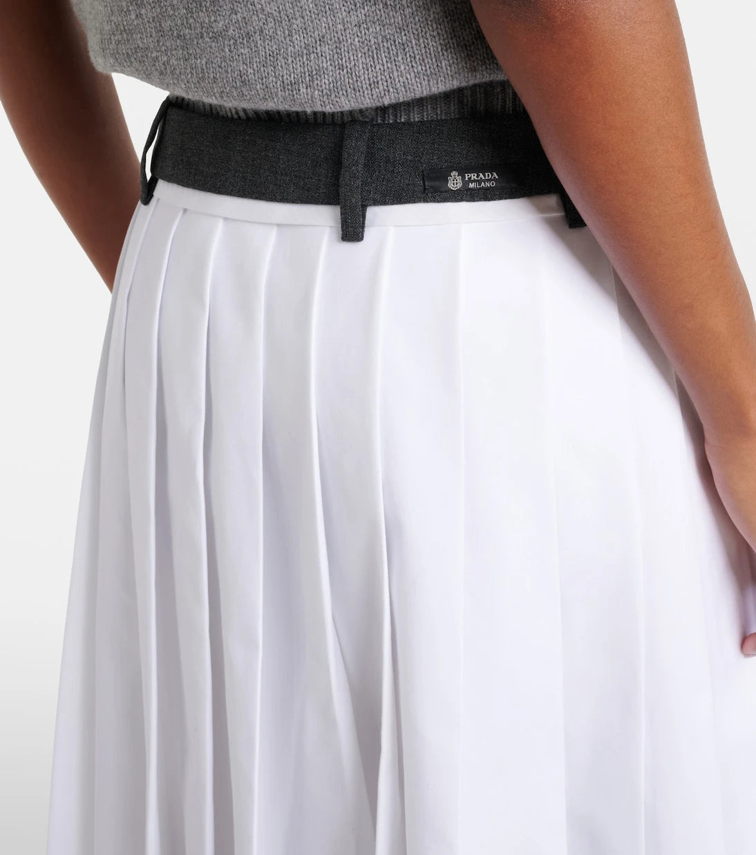 Prada - Pleated cotton midi skirt