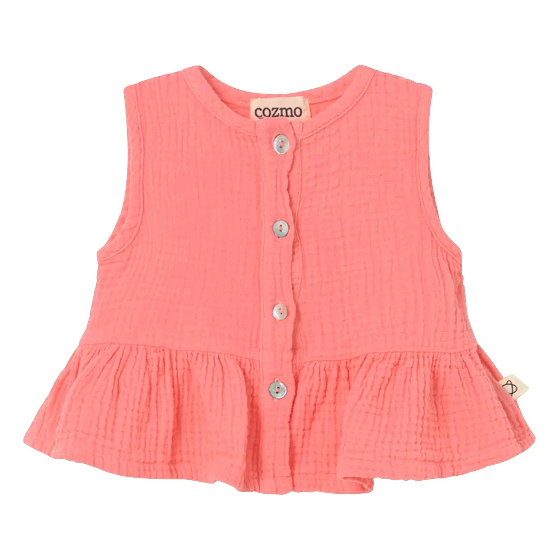 Cozmo - Posy Cotton Gauze Top | Candy pink