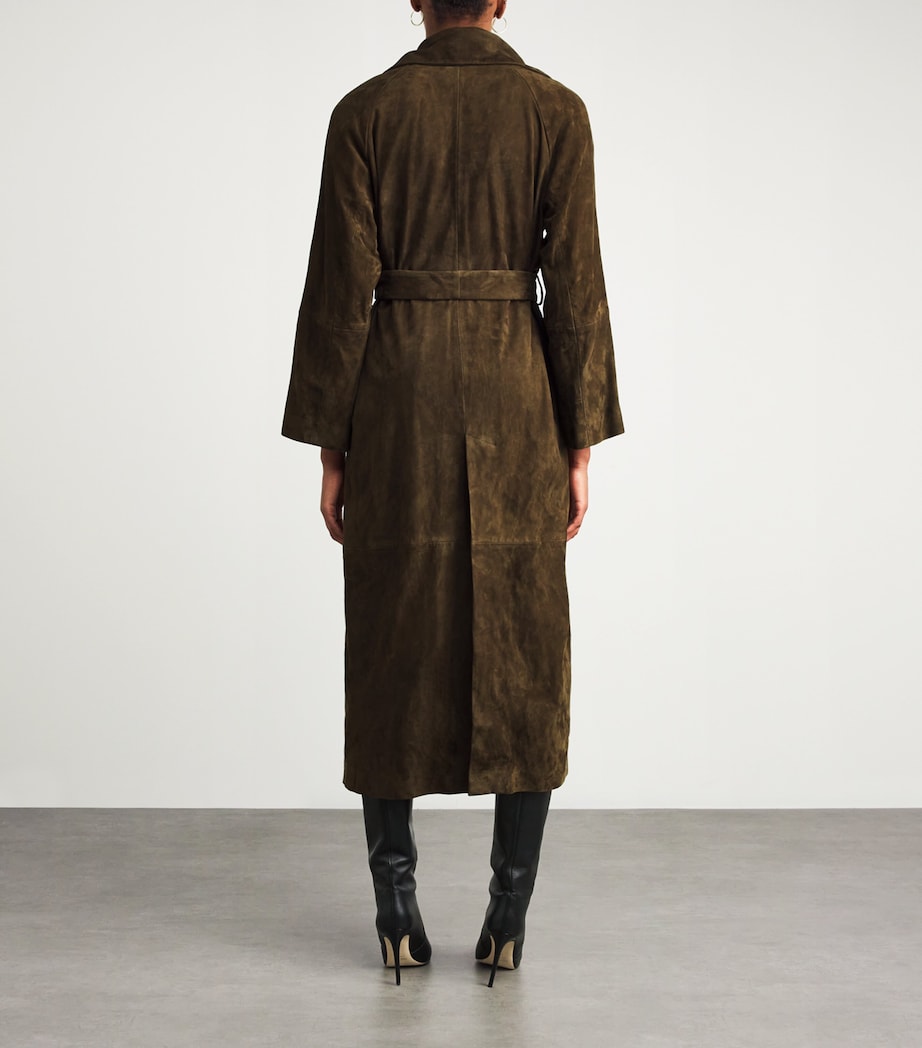 NOUR HAMMOUR Green Suede Althea Coat