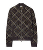 Brown Wool-Blend Check Bomber Jacket