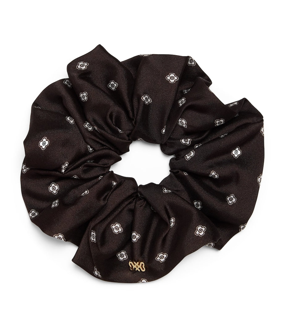 Beige Satin Scarf Print Scrunchie