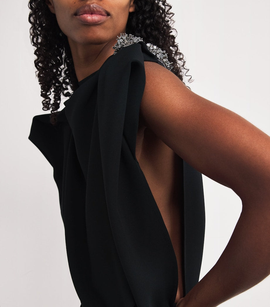 Maticevski Black Crystal-Embellished Protocal Midi Dress