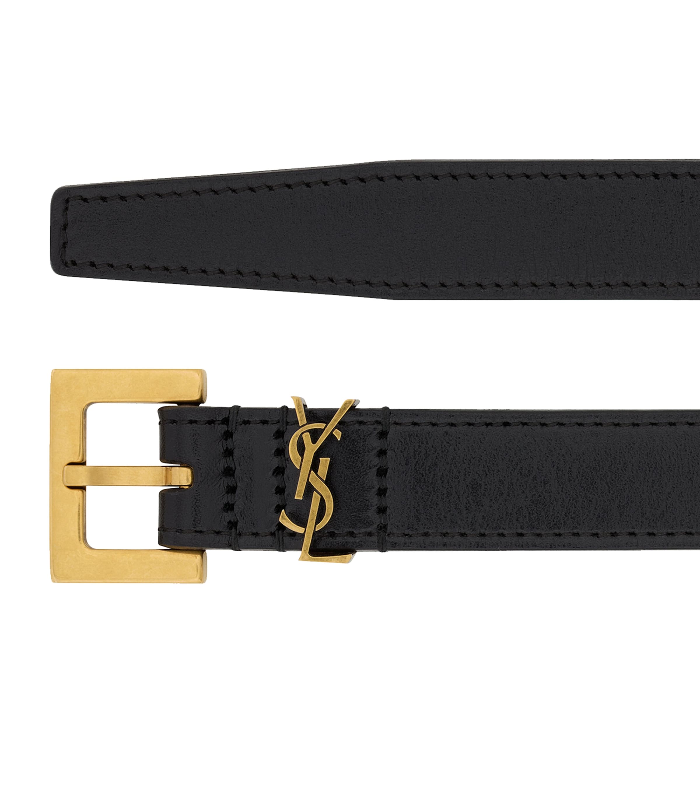 Saint Laurent Black Leather Monogram Belt