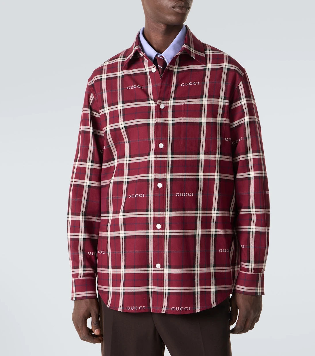 Gucci - Gucci Script plaid cotton jacquard shirt