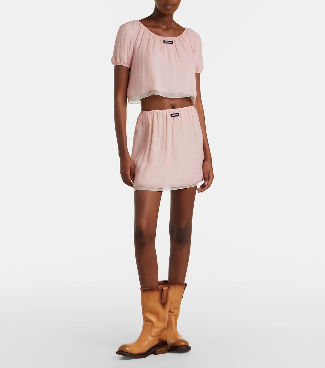 Miu Miu - Layered silk chiffon crop top