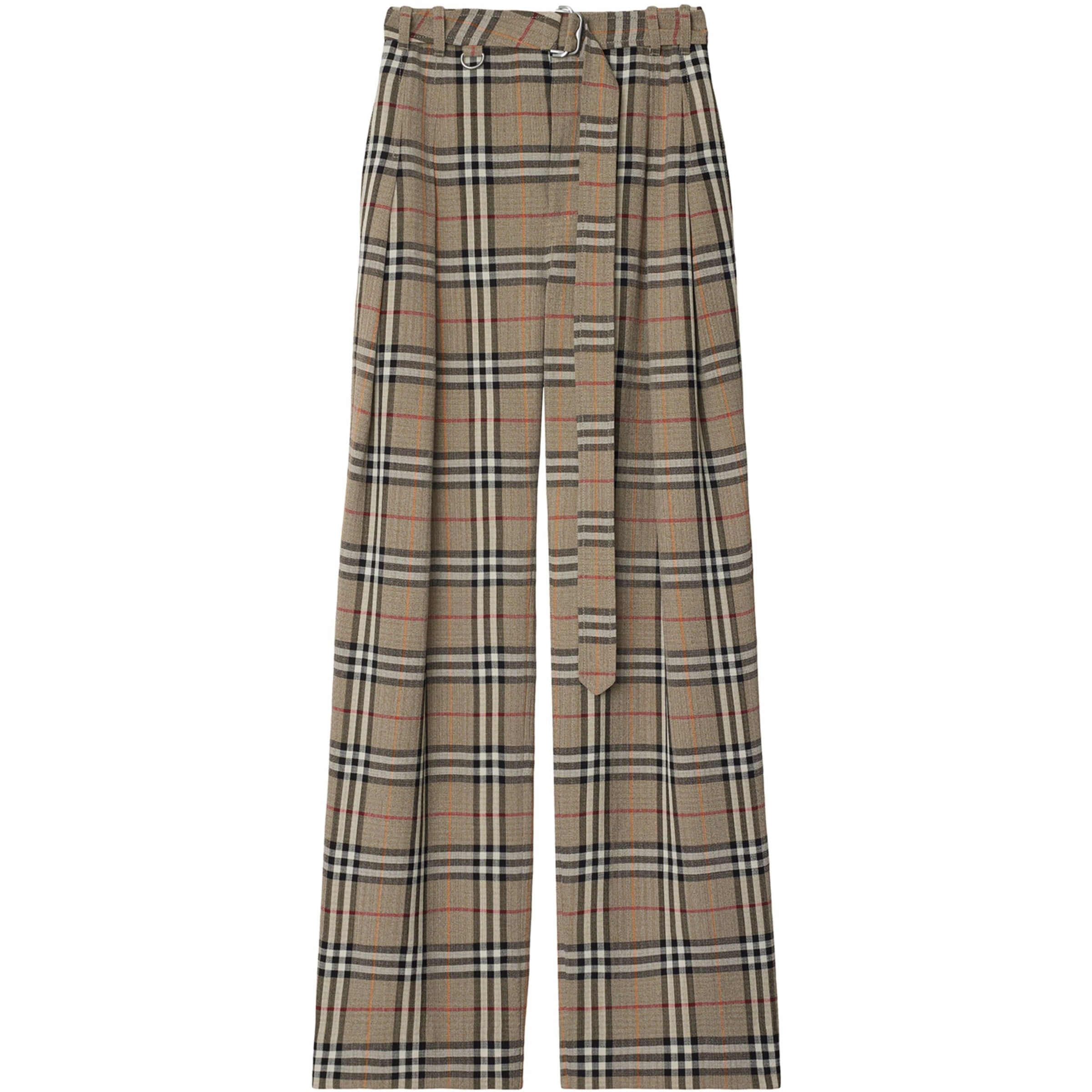Burberry Check Belted Wide-Leg Trousers