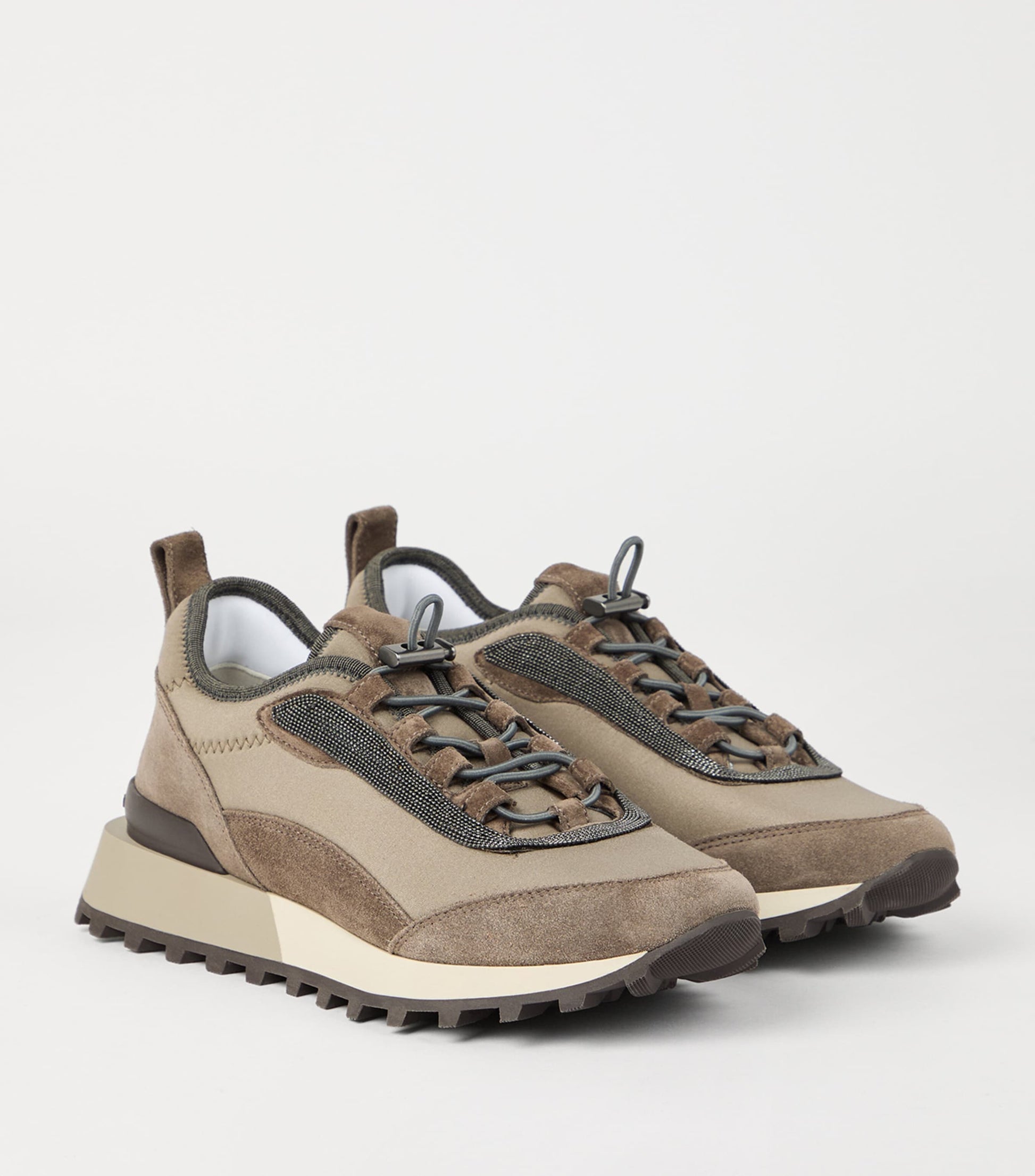 Brown Techno-Suede Runner Sneakers