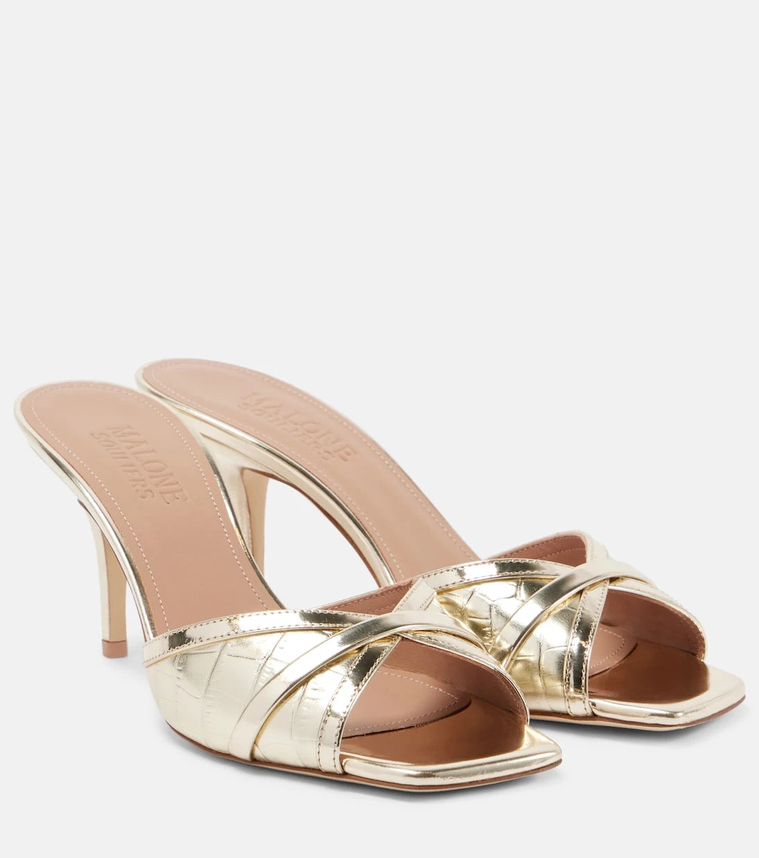 Malone Souliers - Perla 70 croc-effect leather mules