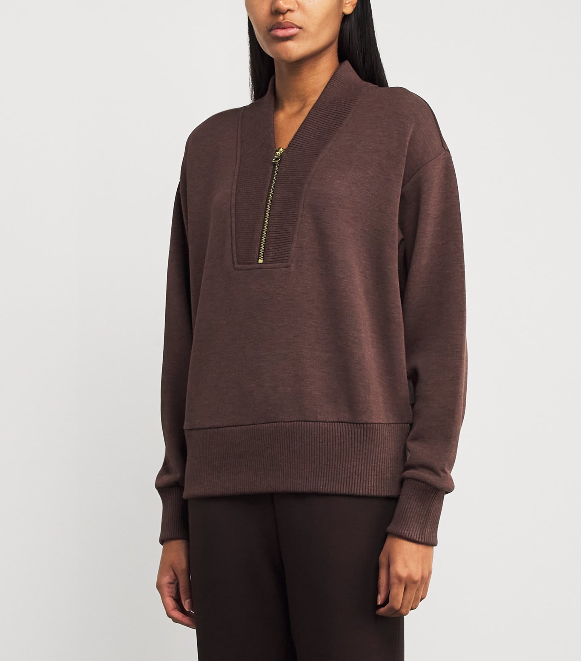 Varley Brown Sally Half-Zip Sweatshirt