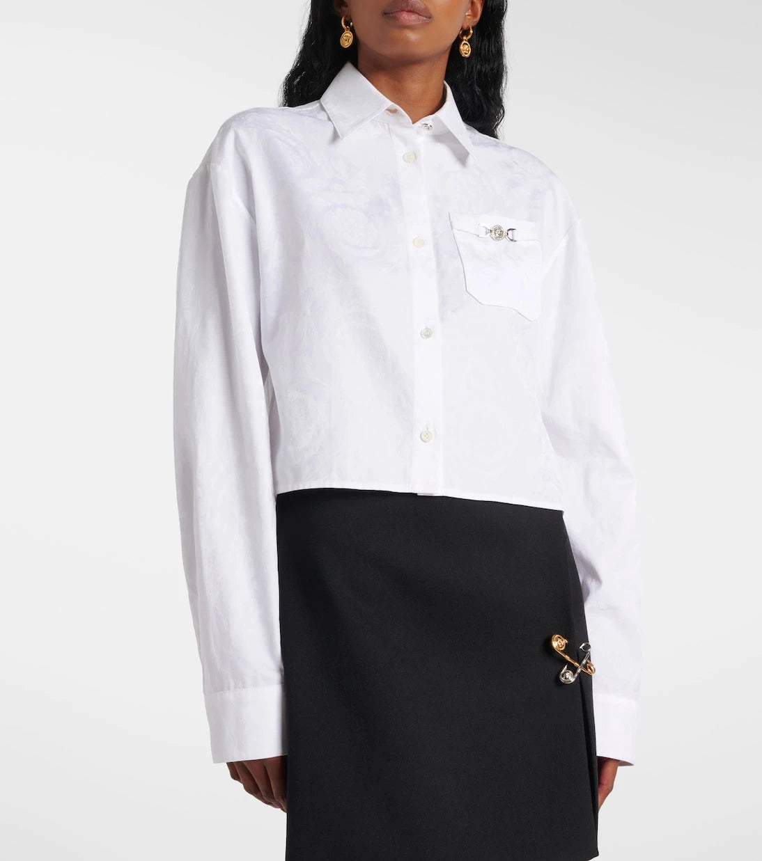 Versace - Barocco jacquard cropped cotton shirt