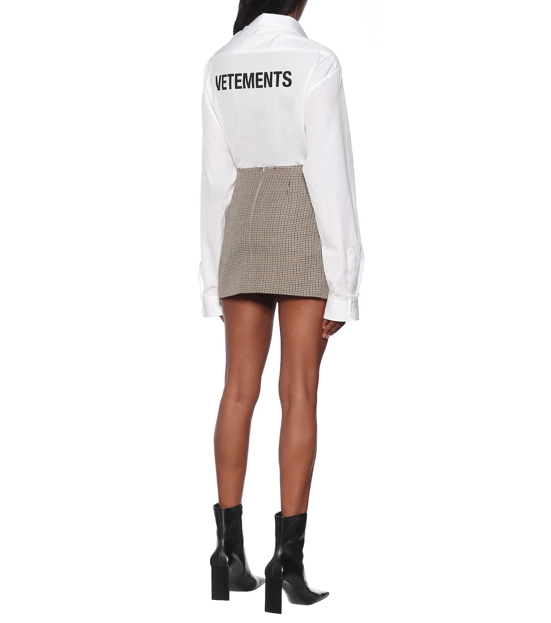 Vetements - تنورة قصيرة بنقشة المربعات من صوف فيرجن