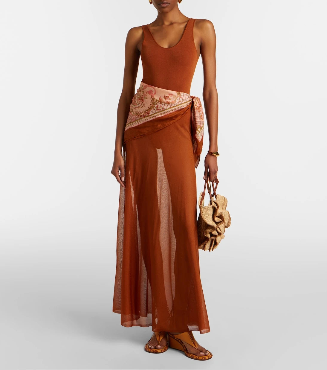 Zimmermann - Goldentime Small raffia top-handle bag