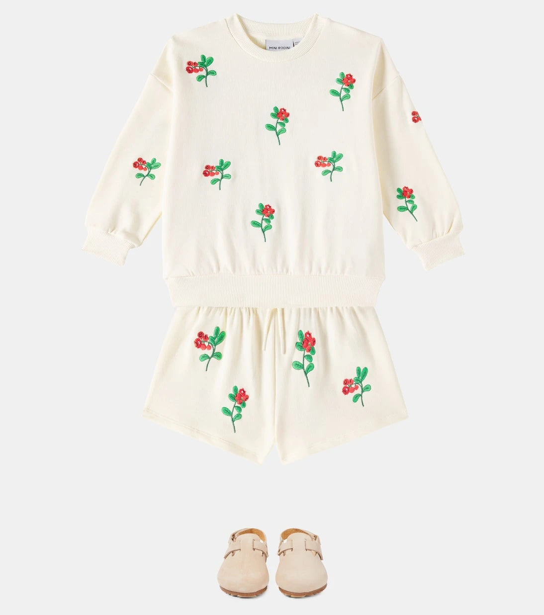 Mini Rodini - Lingoberries embroidered cotton shorts