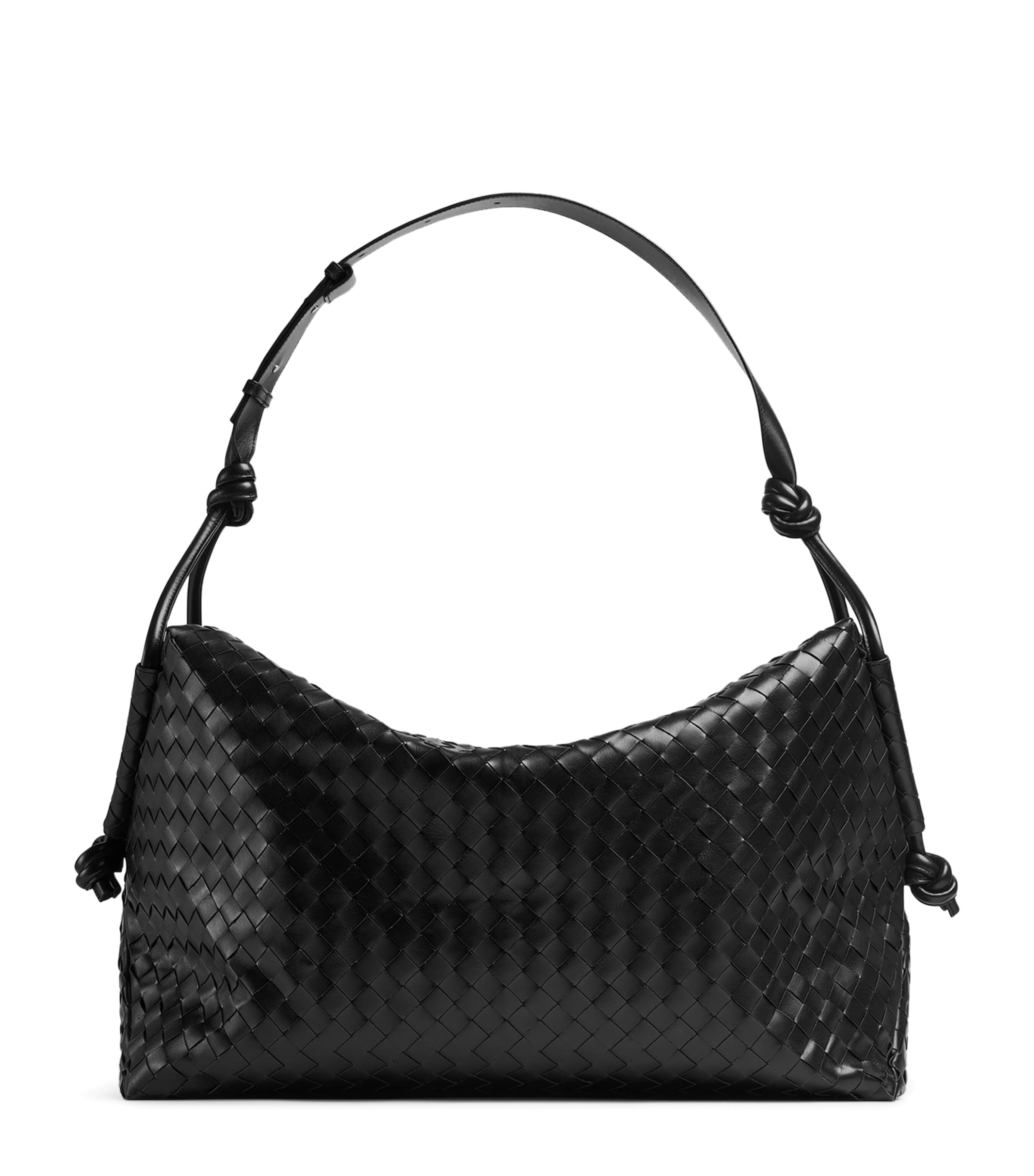Bottega Veneta Black Large Leather Loop Weekender Bag