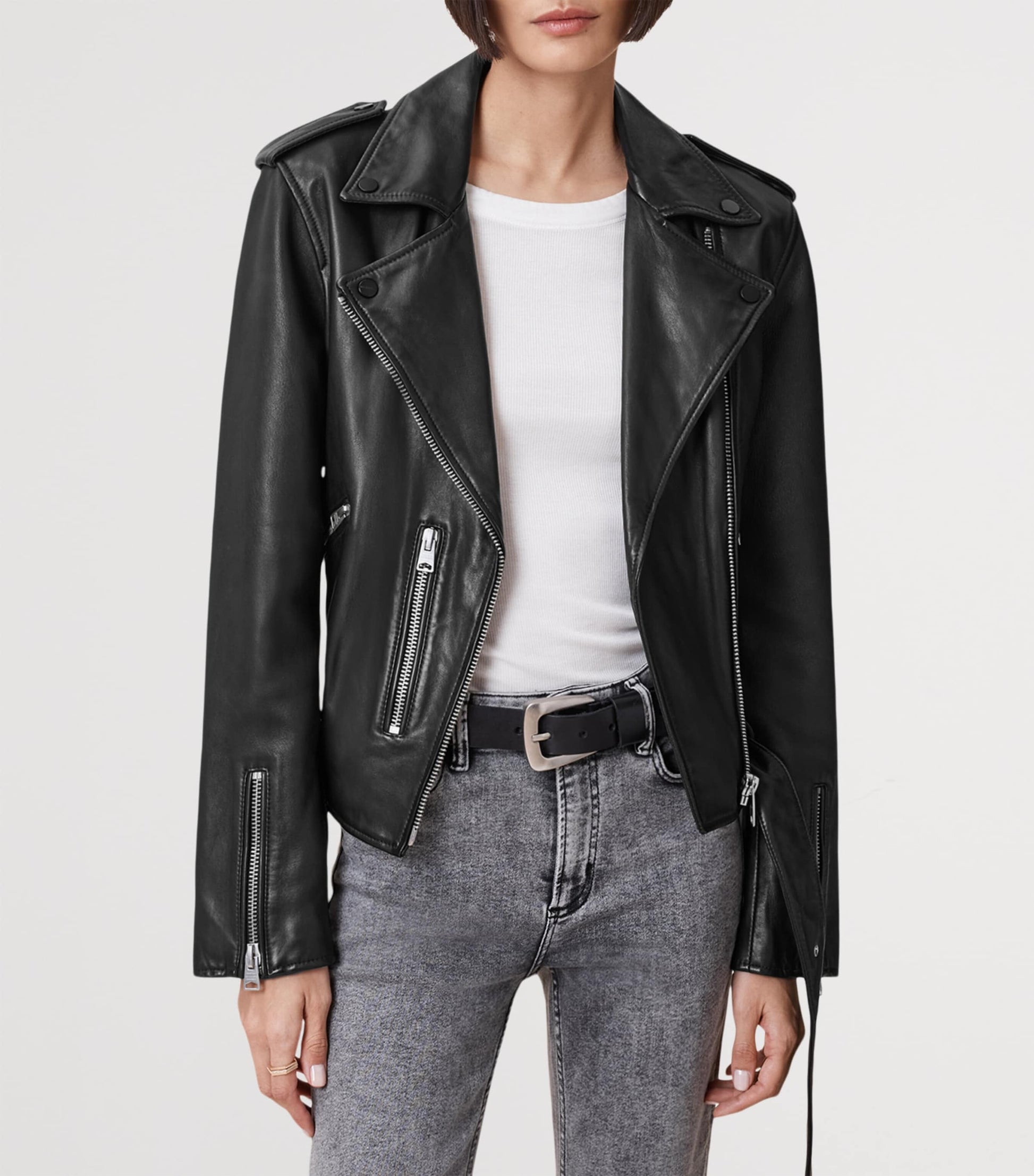 Black Leather Balfern Biker Jacket