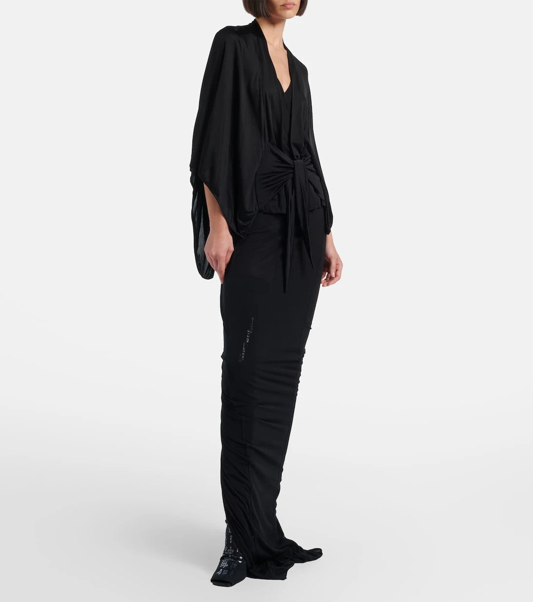 Rick Owens - Half Moon satin jersey cape