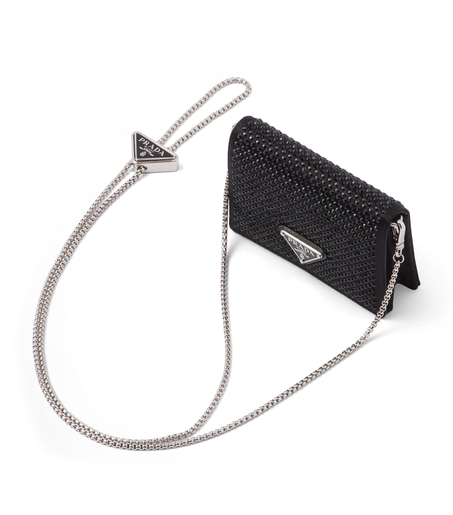 Prada Black Crystal-Embellished Chain Wallet