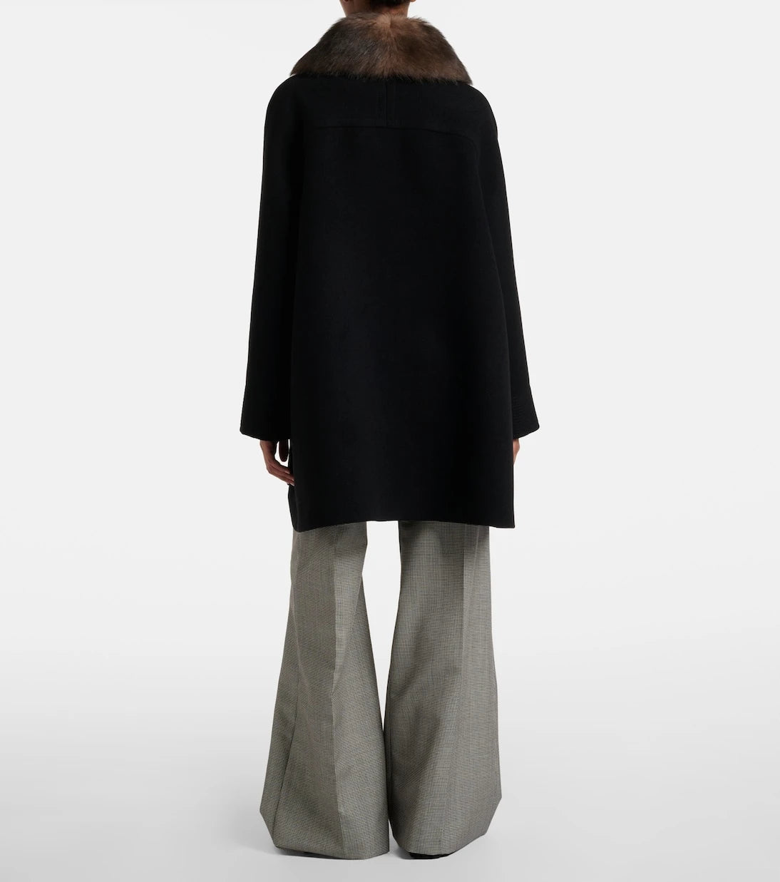 Valentino - Shearling-trimmed virgin wool coat